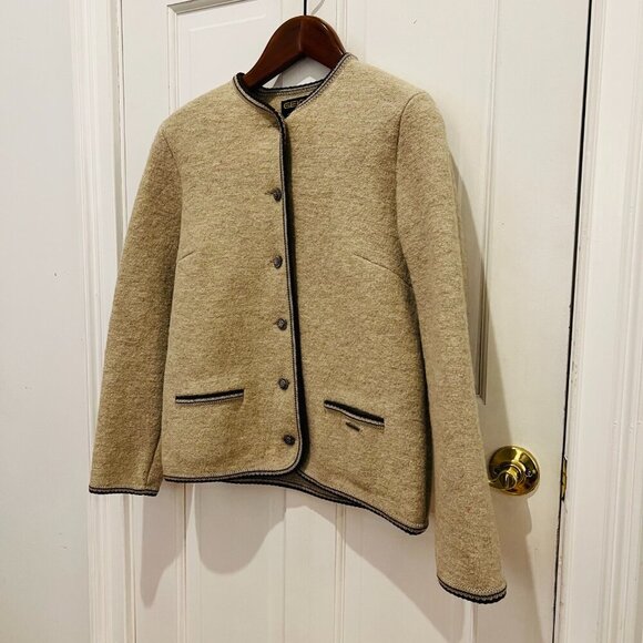 Vintage Geiger Womens Very Thick Pure Wool Button-Up Pockets Cardigan Sweater 45 - Picture 10 of 16